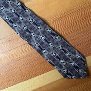 Cambridge Classics Silk Tie 3.75 x 59 Brown Black Tan Geometric Imported